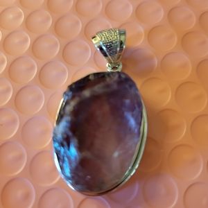 Amethyst rough stone sterling silver